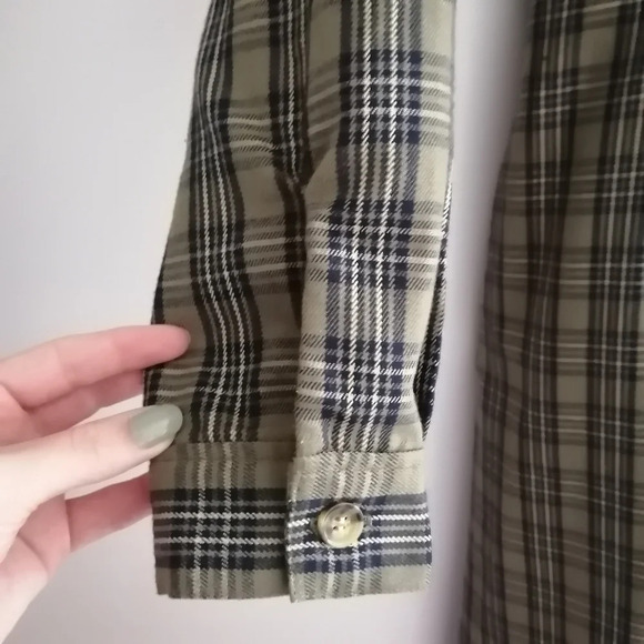 Moussy Waist Tuck Green Plaid Midi Shirt Dress Pleated with Pockets 1 or Small - Picture 8 of 17